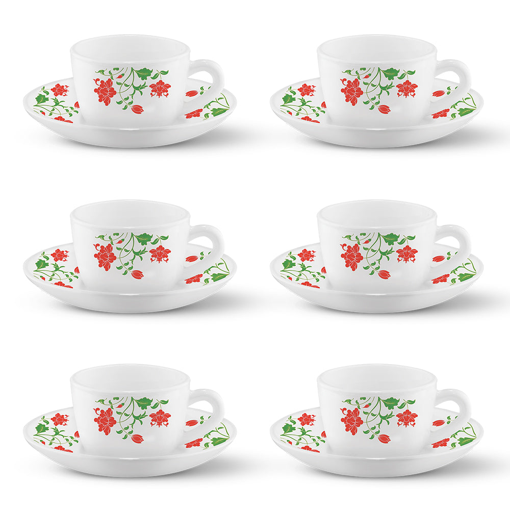 Borosil Larah Hazel Cup n Saucer Set of 12, 140ml