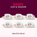 Borosil Larah Hazel Cup n Saucer Set of 12, 140ml