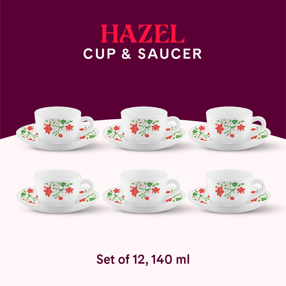Borosil Larah Hazel Cup n Saucer Set of 12, 140ml