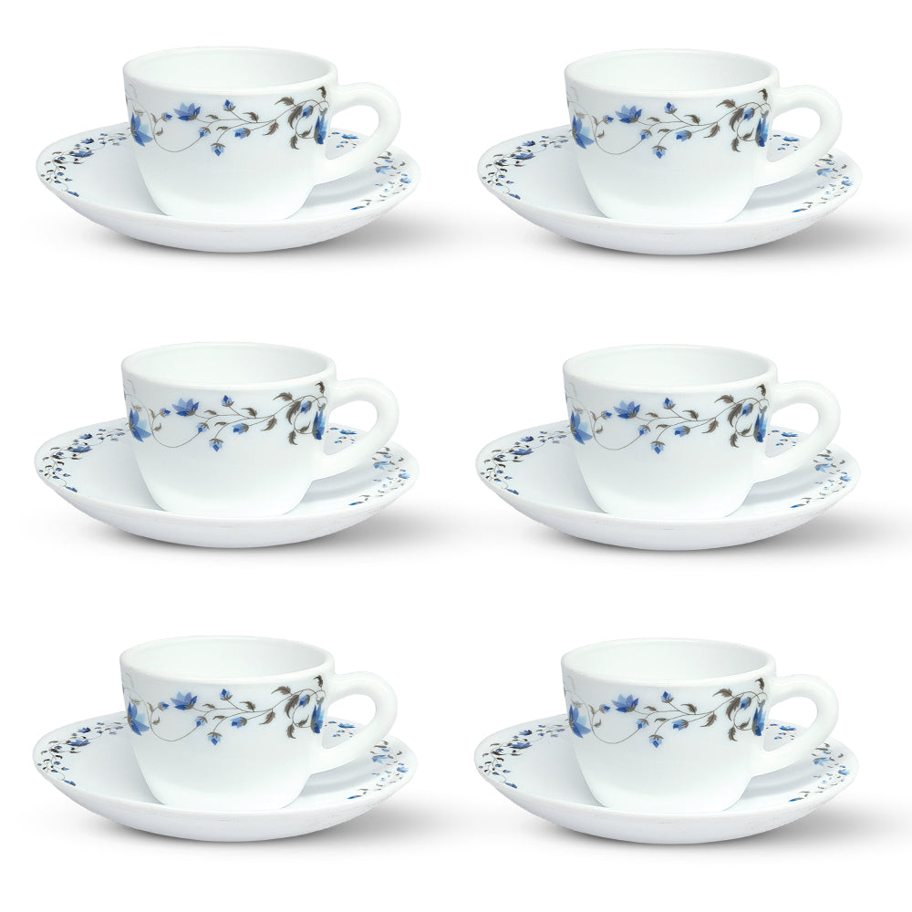 Borosil Larah Helena Cup n Saucer Set of 12, 140ml