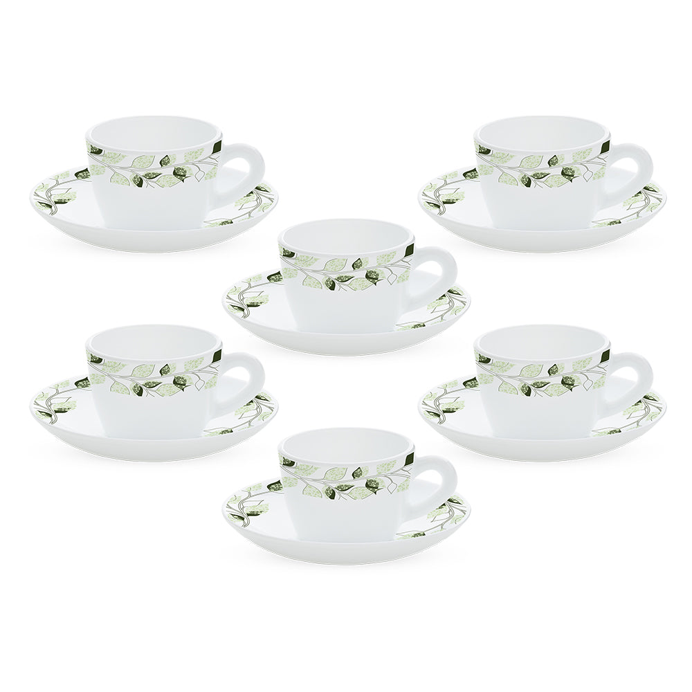 Borosil Larah Inca Cup n Saucer Set of 12, 140ml