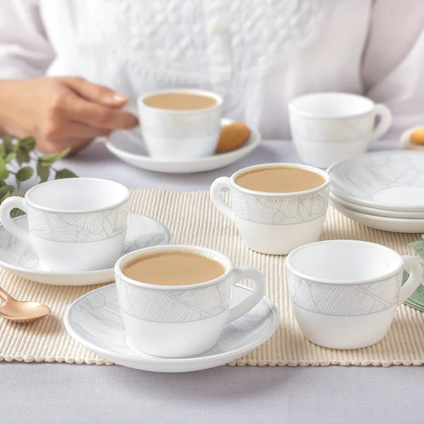 Borosil Larah Ivy Cup n Saucer Set of 12, 140ml