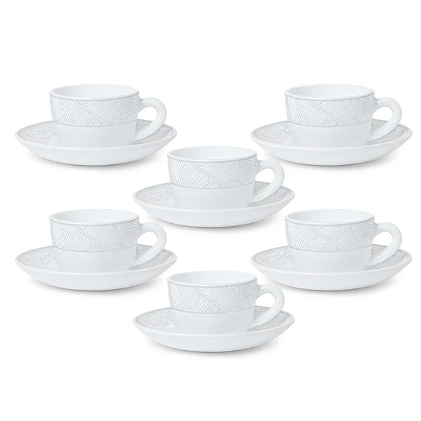 Borosil Larah Ivy Cup n Saucer Set of 12, 140ml