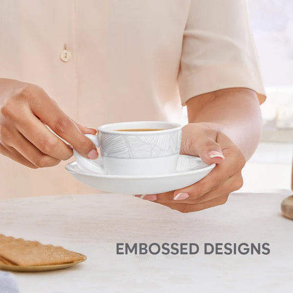Borosil Larah Ivy Cup n Saucer Set of 12, 140ml