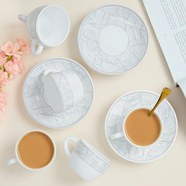 Borosil Larah Ivy Cup n Saucer Set of 12, 140ml