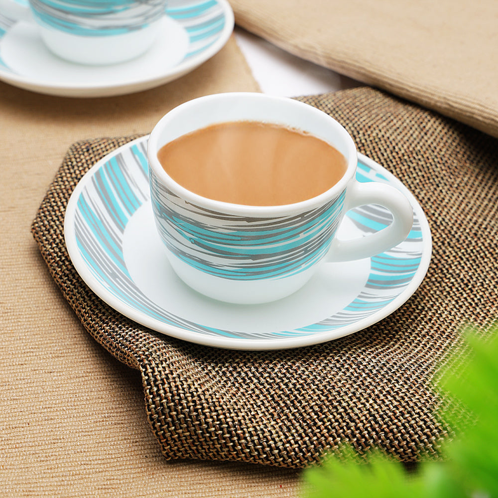 Borosil Larah Joy Cup n Saucers Set  of 12, 140ml