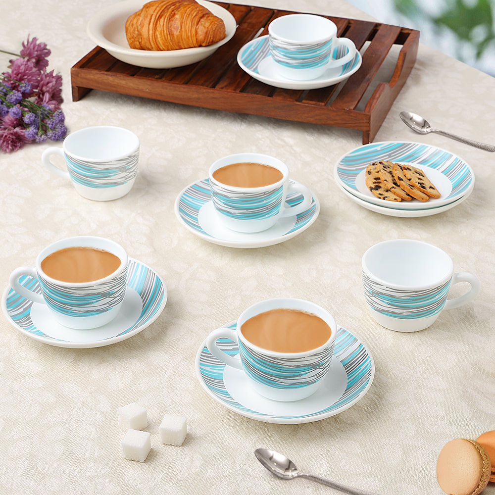 Borosil Larah Joy Cup n Saucers Set  of 12, 140ml