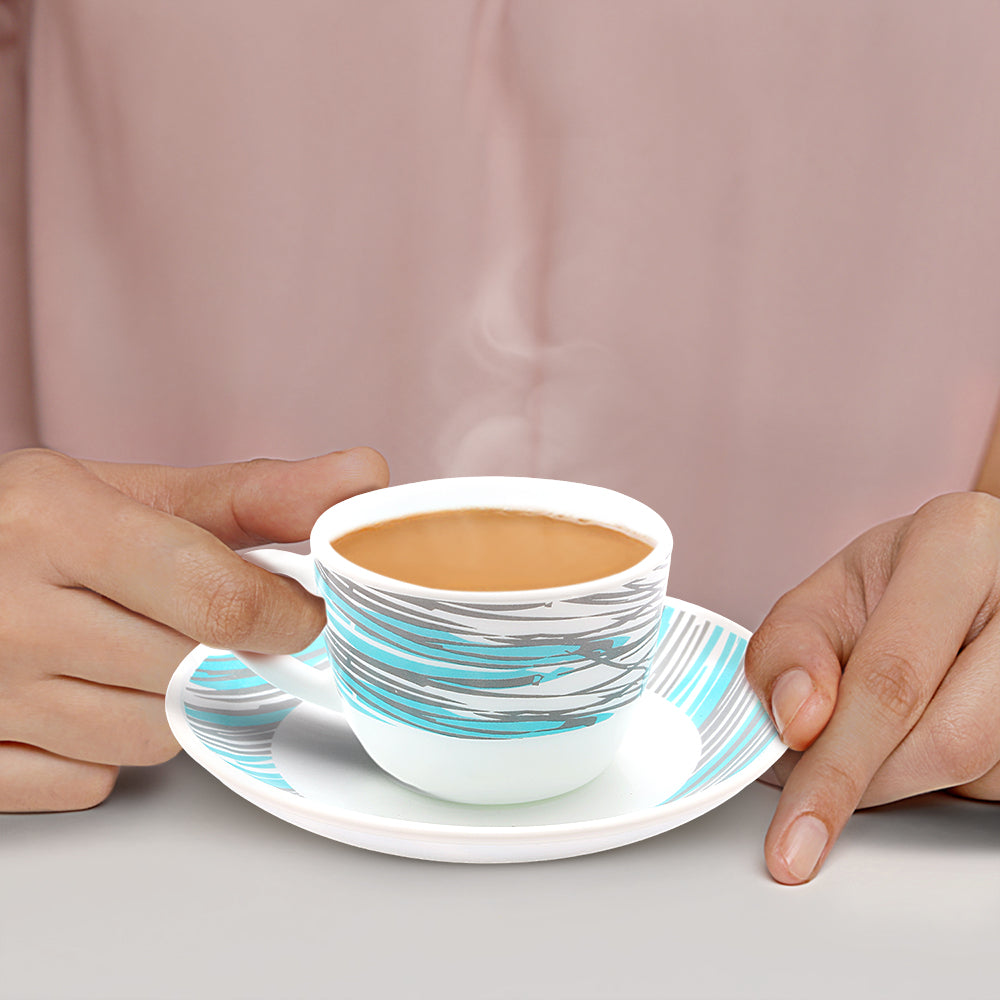 Borosil Larah Joy Cup n Saucers Set  of 12, 140ml
