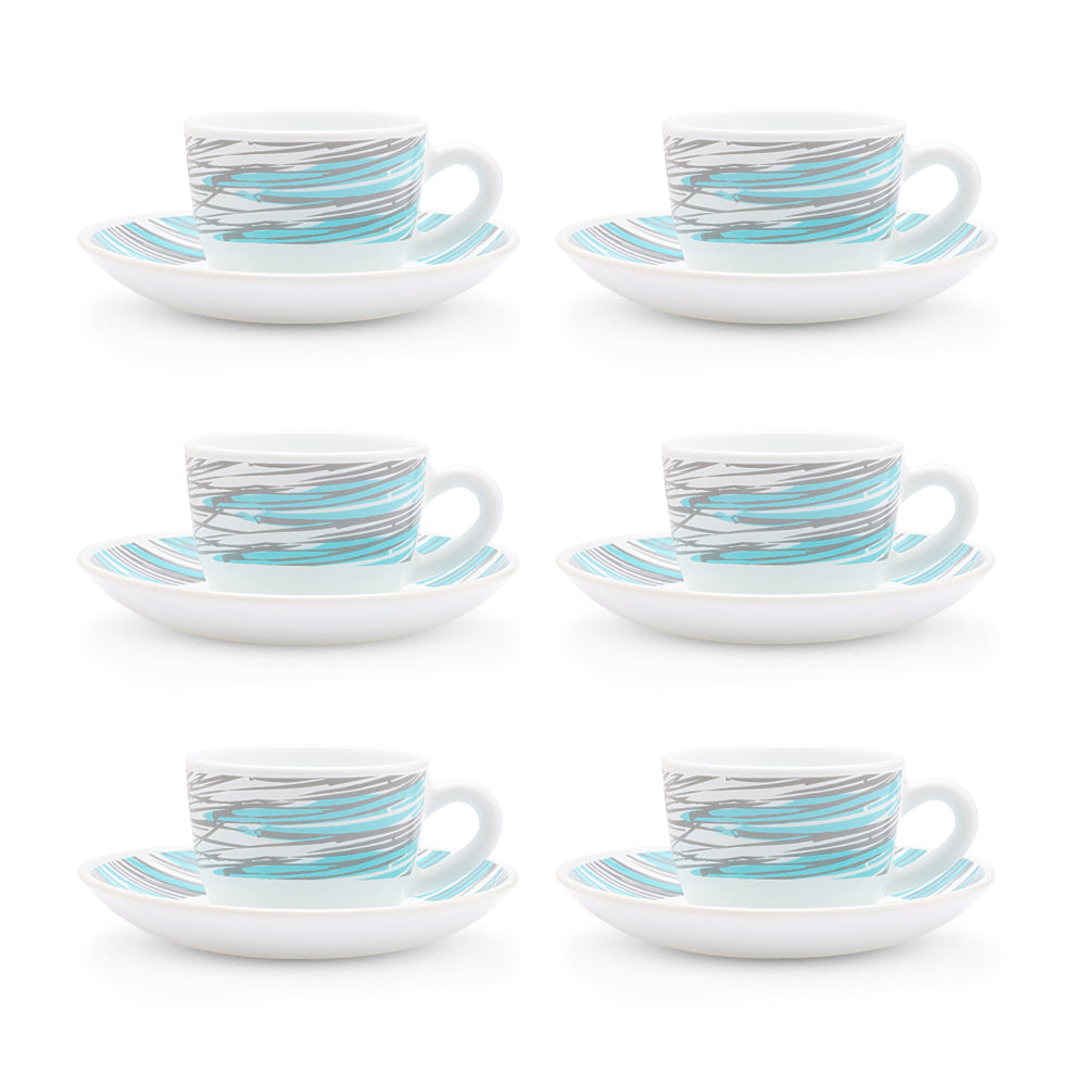 Borosil Larah Joy Cup n Saucers Set  of 12, 140ml