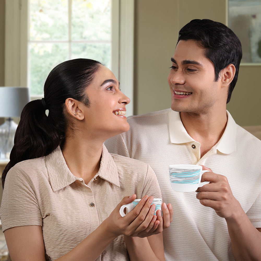 Borosil Larah Joy Cup n Saucers Set  of 12, 140ml