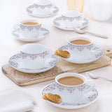 Borosil Larah Lark Cup n Saucers Set