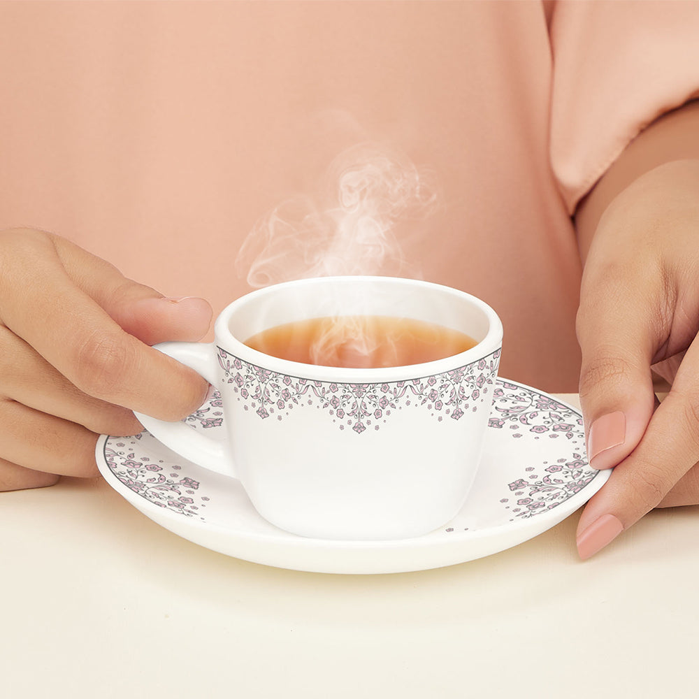 Borosil Larah Lark Cup n Saucers Set