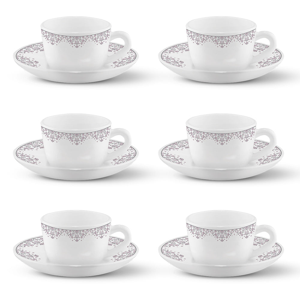 Borosil Larah Lark Cup n Saucers Set