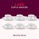 Borosil Larah Lark Cup n Saucers Set