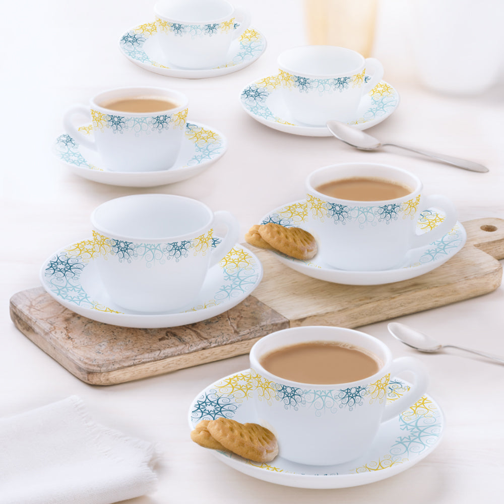 Borosil Larah Maya Cup n Saucer Set of 12, 140ml
