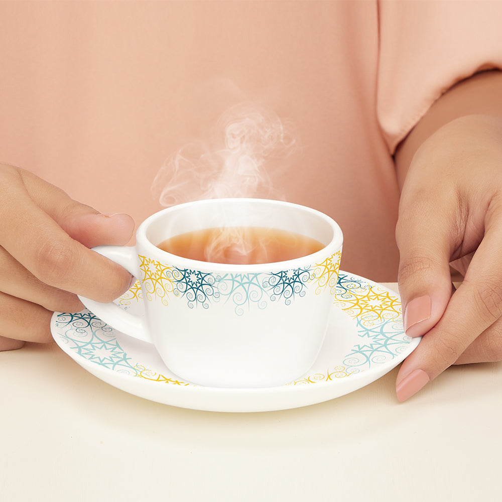 Borosil Larah Maya Cup n Saucer Set of 12, 140ml