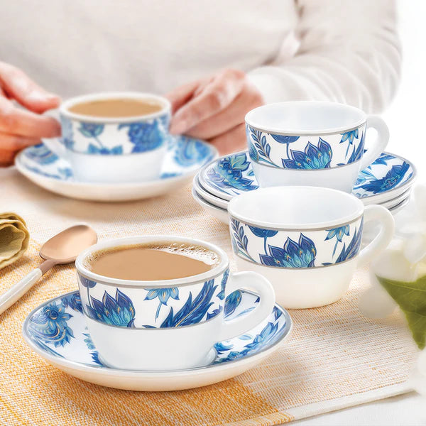 Borosil Larah New Iris Cup n Saucer Set of 12, 140ml