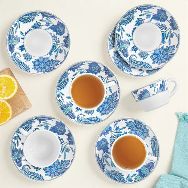 Borosil Larah New Iris Cup n Saucer Set of 12, 140ml