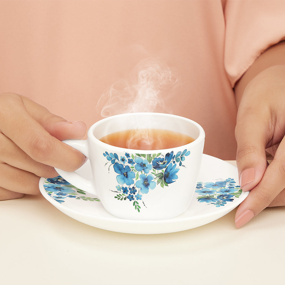 Borosil Larah Pansy Cup n Saucer Set of 12, 140ml