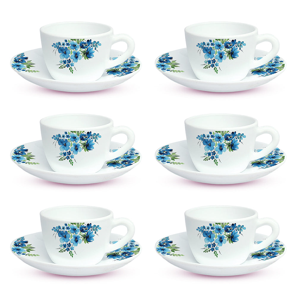 Borosil Larah Pansy Cup n Saucer Set of 12, 140ml