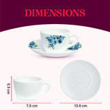 Borosil Larah Pansy Cup n Saucer Set of 12, 140ml