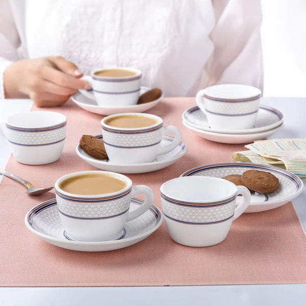 Borosil Larah Starlight Cup n Saucer Set of 12, 140ml