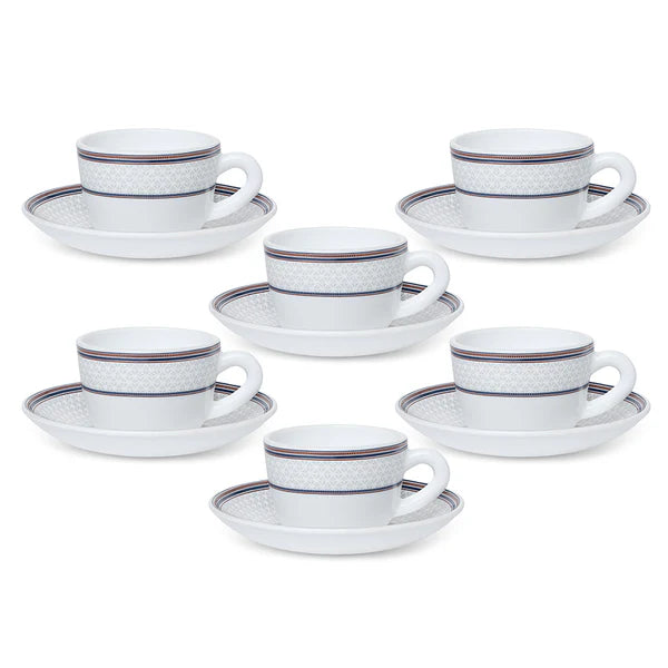Borosil Larah Starlight Cup n Saucer Set of 12, 140ml