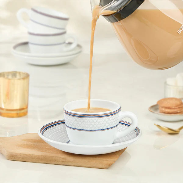 Borosil Larah Starlight Cup n Saucer Set of 12, 140ml