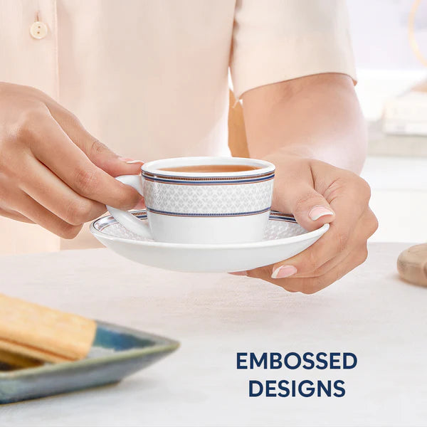 Borosil Larah Starlight Cup n Saucer Set of 12, 140ml