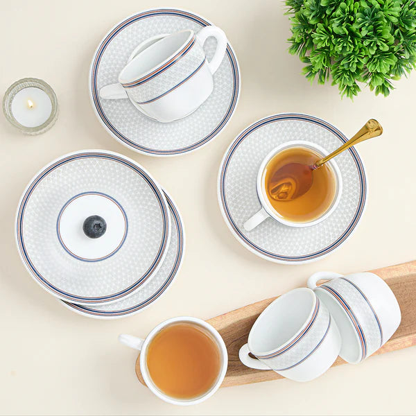 Borosil Larah Starlight Cup n Saucer Set of 12, 140ml