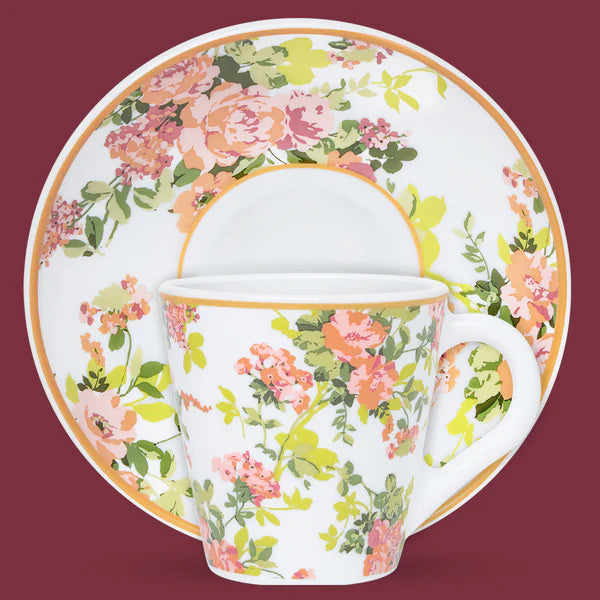 Borosil Larah Amora Mug n Saucer Set of 6, 160ml
