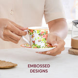 Borosil Larah Amora Mug n Saucer Set of 6, 160ml