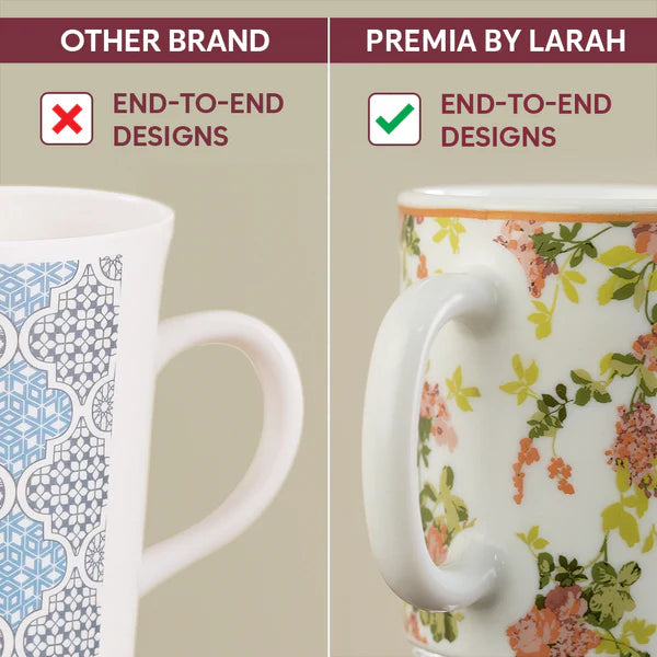 Borosil Larah Amora Mug n Saucer Set of 6, 160ml