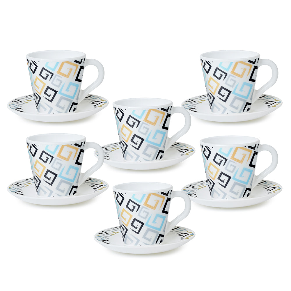 Borosil Larah Ember Mug n Saucer Set of 12, 160ml