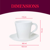 Borosil Larah Ember Mug n Saucer Set of 12, 160ml