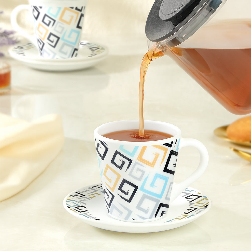 Borosil Larah Ember Mug n Saucer Set of 12, 160ml