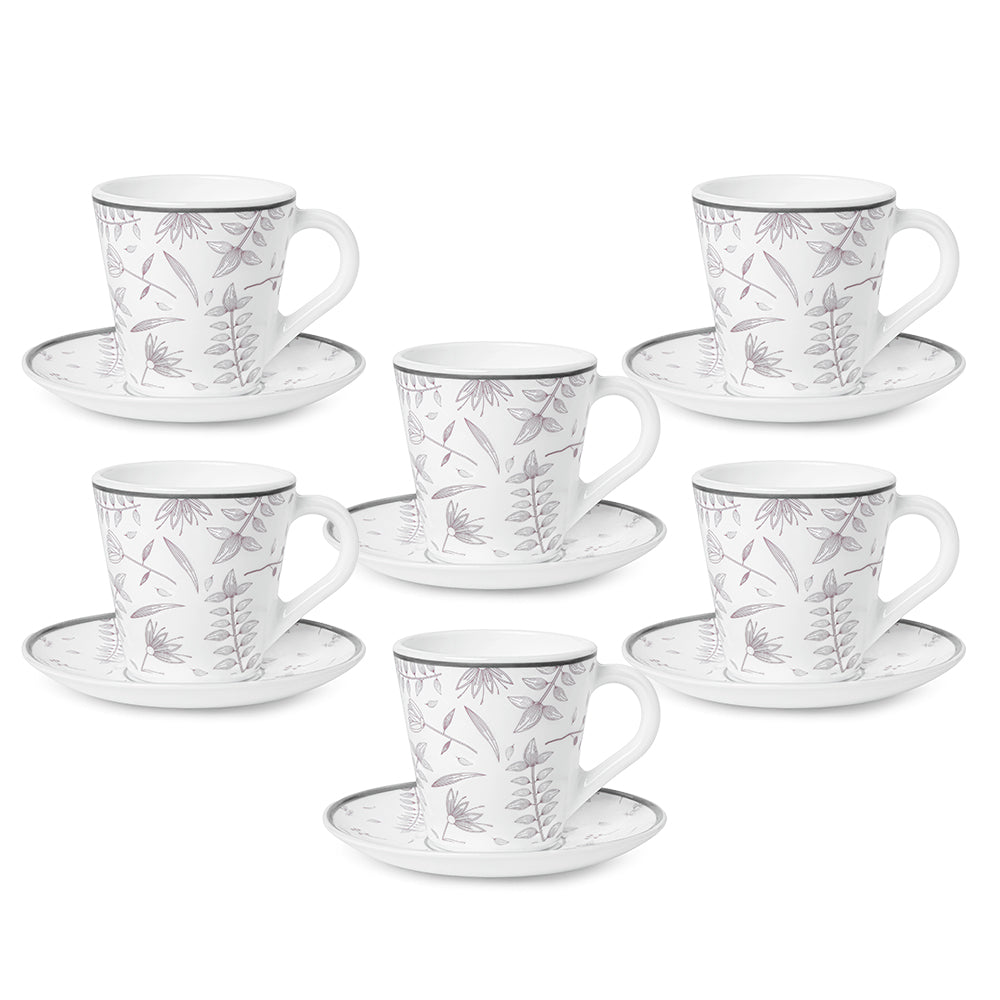 Borosil Larah Grandeur Mug n Saucer Set of 6, 160ml