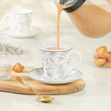 Borosil Larah Grandeur Mug n Saucer Set of 6, 160ml