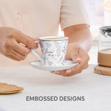 Borosil Larah Grandeur Mug n Saucer Set of 6, 160ml