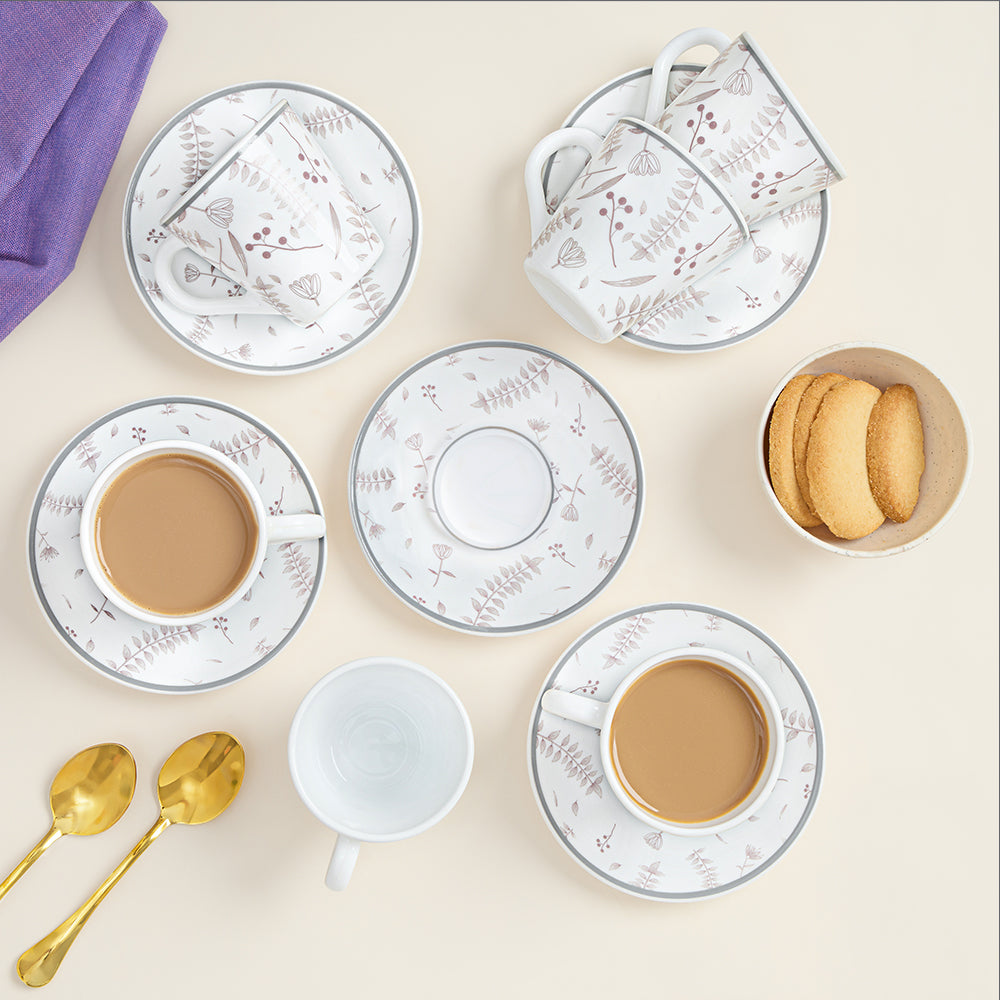 Borosil Larah Grandeur Mug n Saucer Set of 6, 160ml