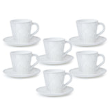 Borosil Larah Ivy Mug n Saucer Set of 6, 160ml