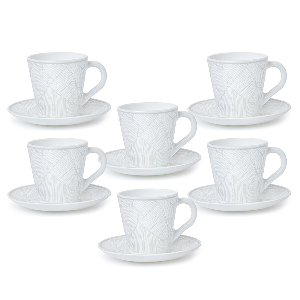 Borosil Larah Ivy Mug n Saucer Set of 6, 160ml