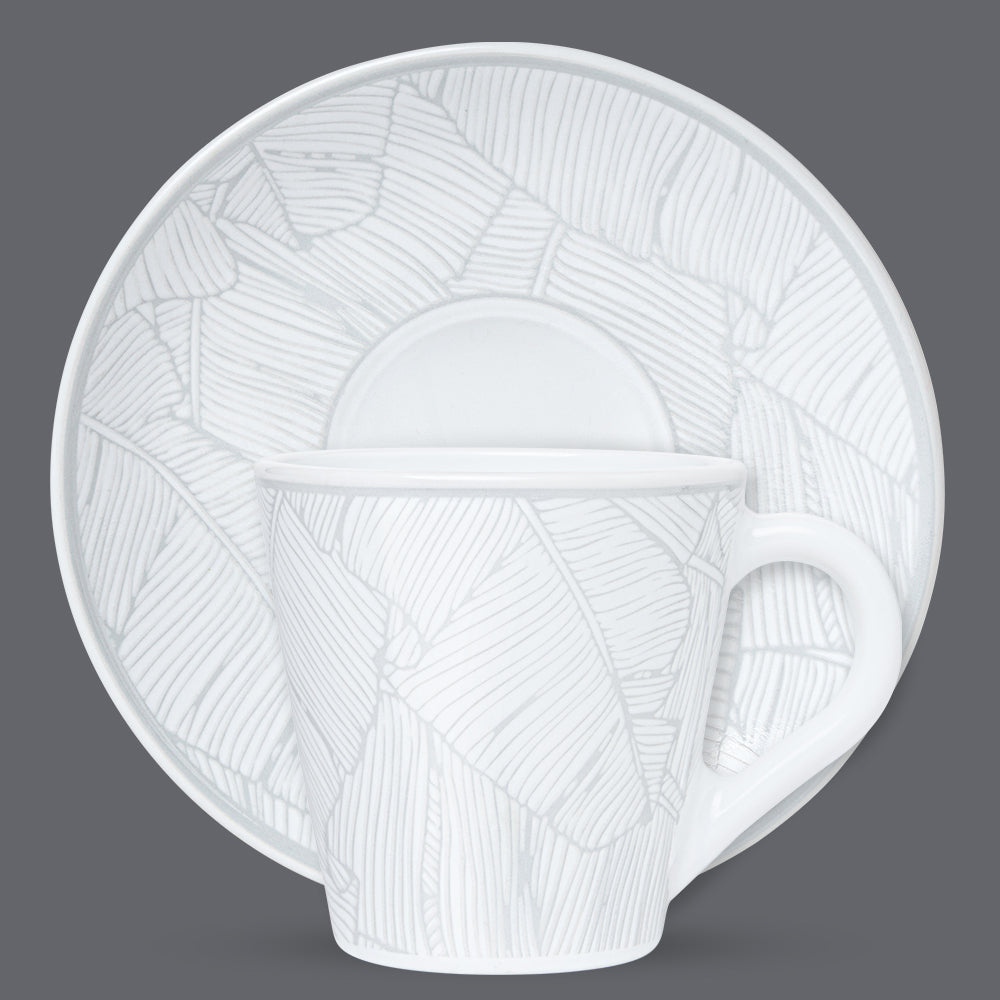 Borosil Larah Ivy Mug n Saucer Set of 6, 160ml