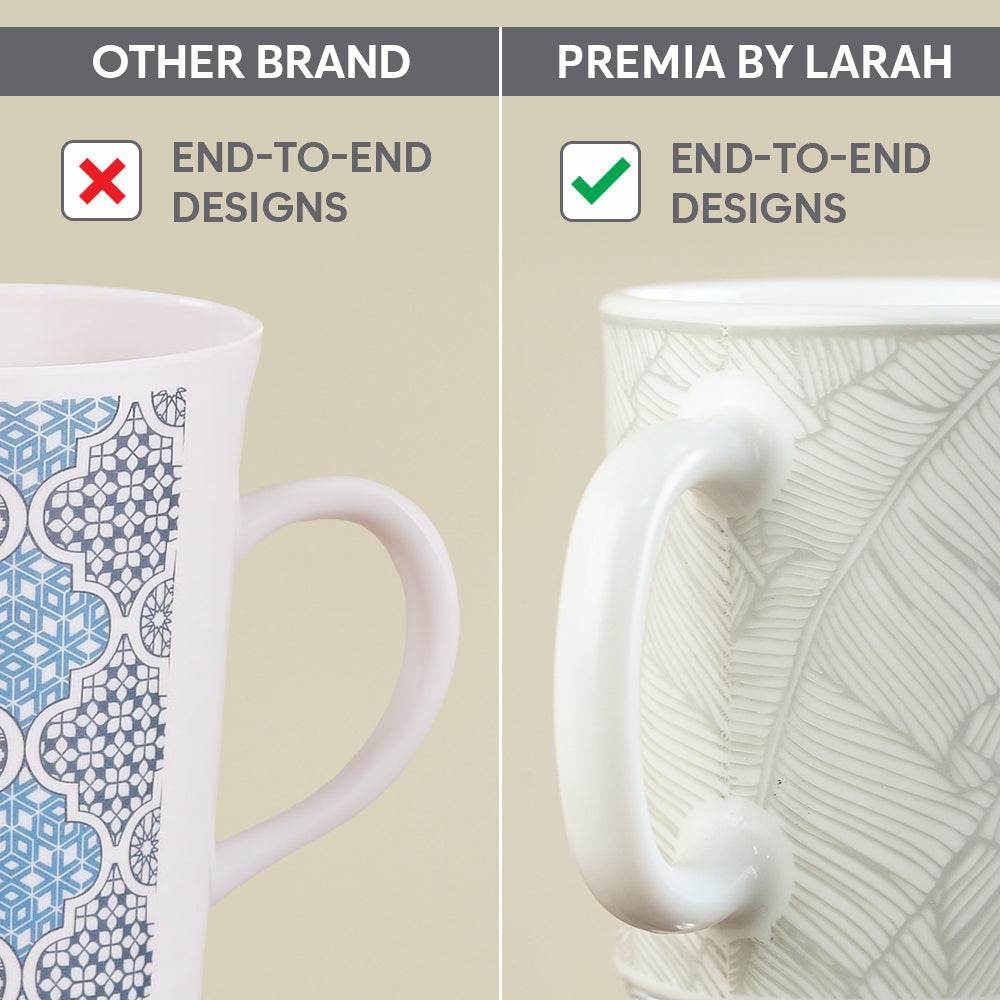 Borosil Larah Ivy Mug n Saucer Set of 6, 160ml