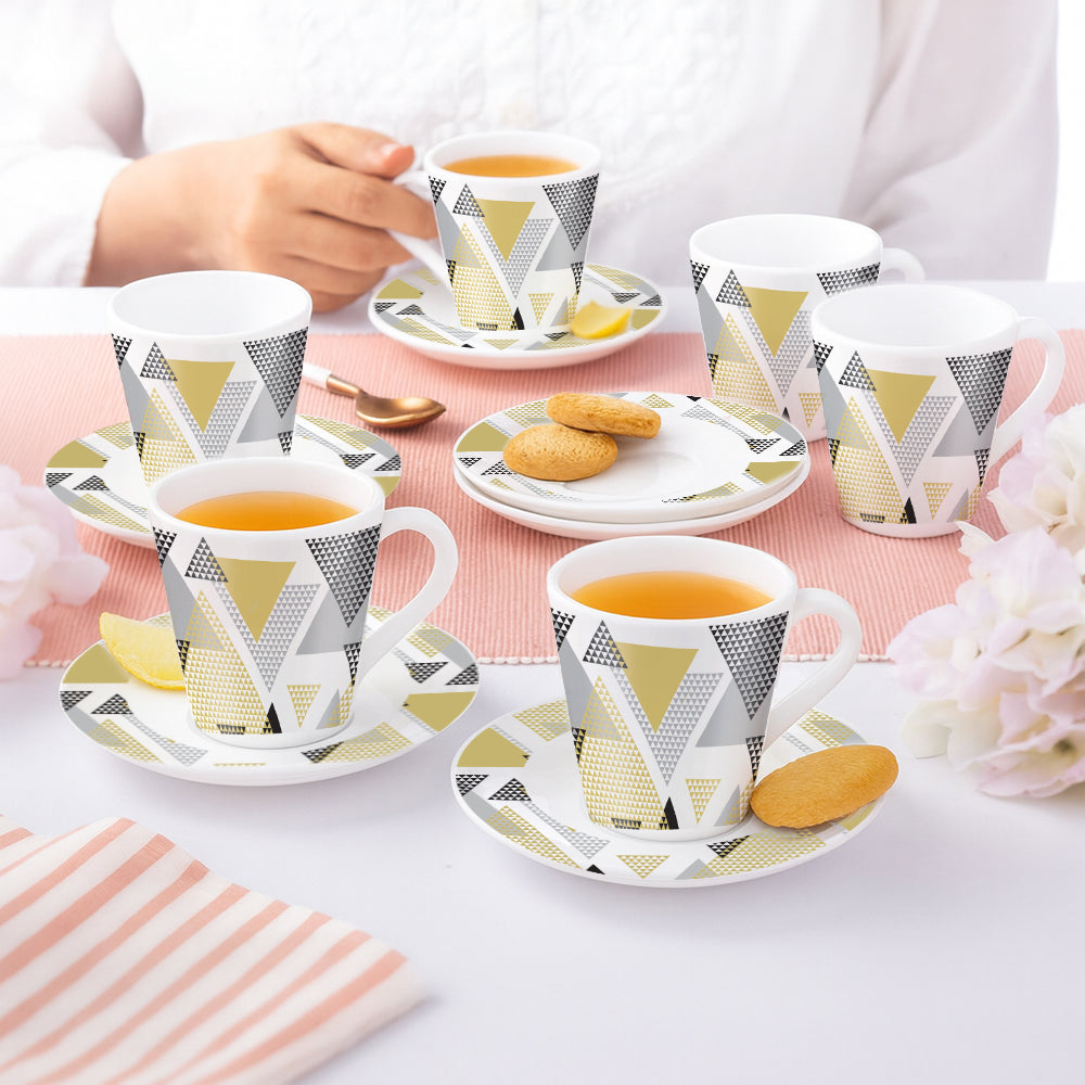 Borosil Larah Nivaah Mug n Saucer Set  of 12, 160ml