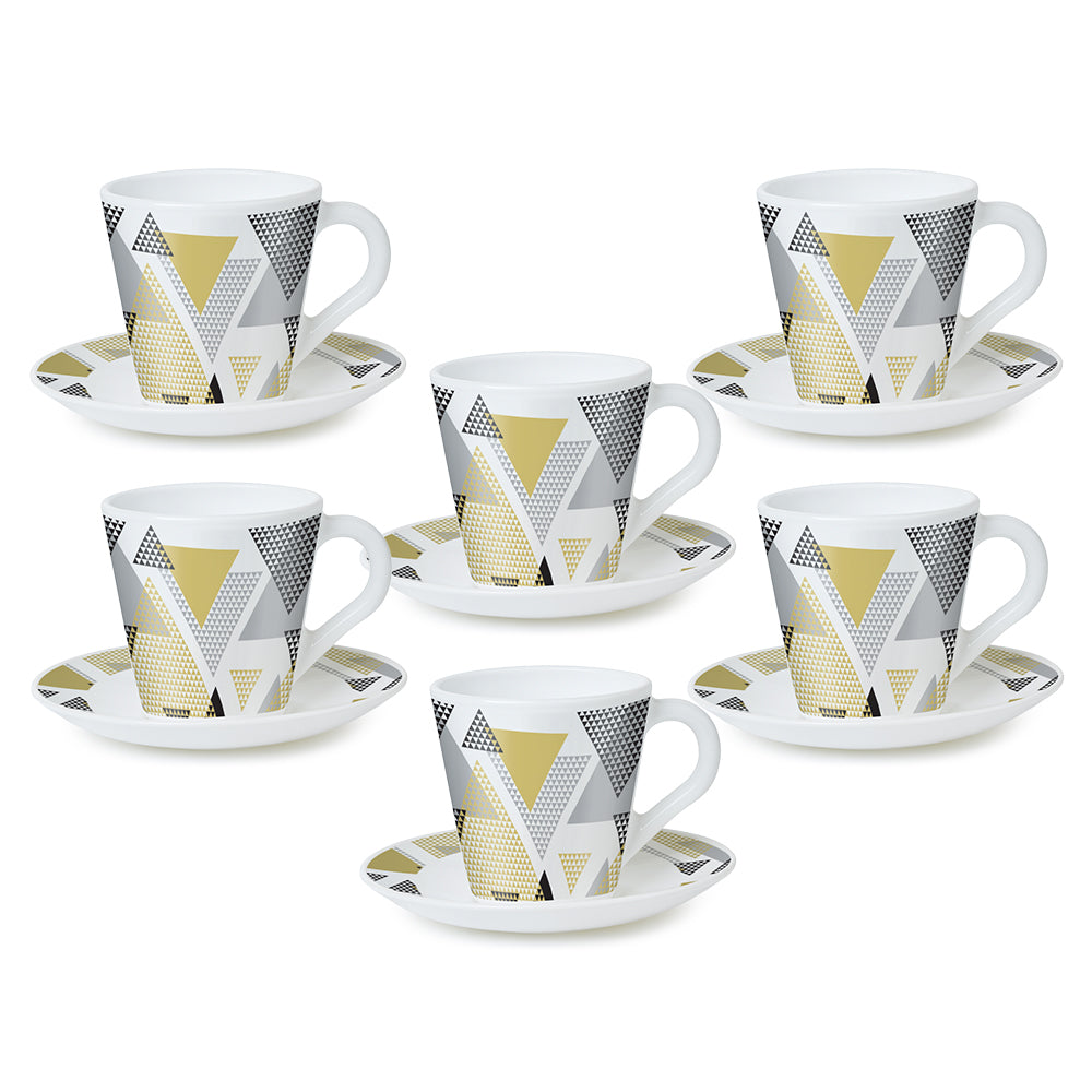 Borosil Larah Nivaah Mug n Saucer Set  of 12, 160ml