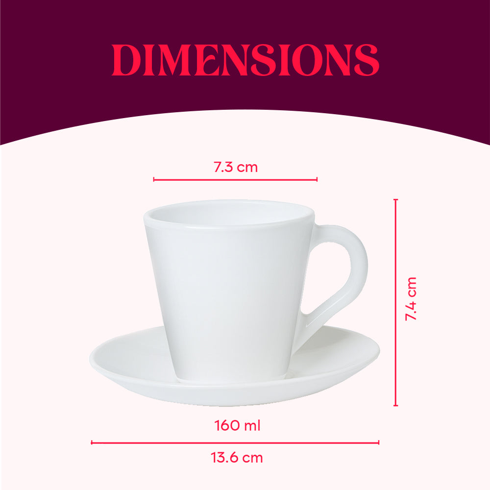 Borosil Larah Nivaah Mug n Saucer Set  of 12, 160ml