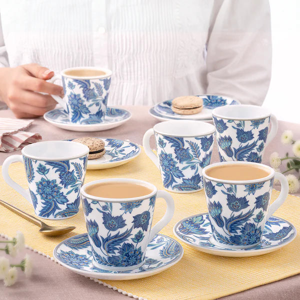 Borosil Larah New Iris Mug n Saucer Set of 6, 160ml