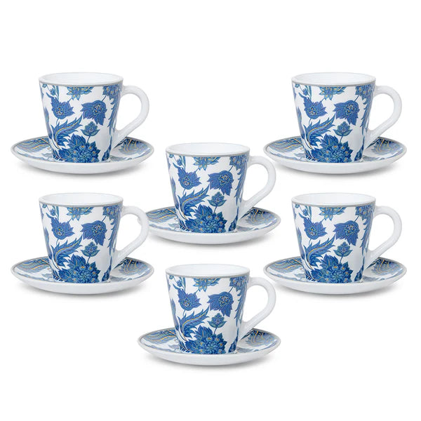 Borosil Larah New Iris Mug n Saucer Set of 6, 160ml