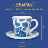 Borosil Larah New Iris Mug n Saucer Set of 6, 160ml